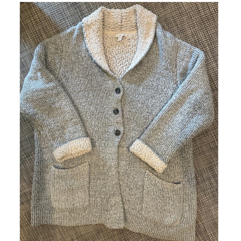 J JILL Boucle Chunky Shawl Collar Button Front Patch Pockets Cardigan Sweater XL